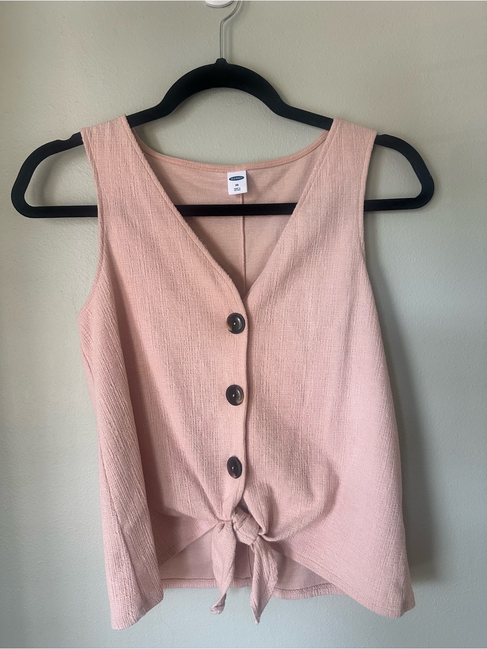 Old Navy XS Blush Pink Tie Front Button Sleeveless Top